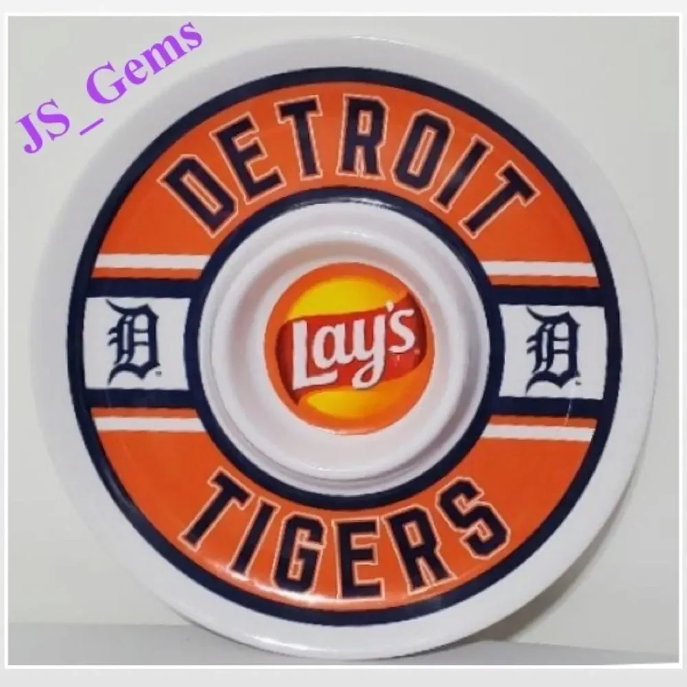 New Without Tags Detroit Tigers Baseball Chip Dip Platter Home